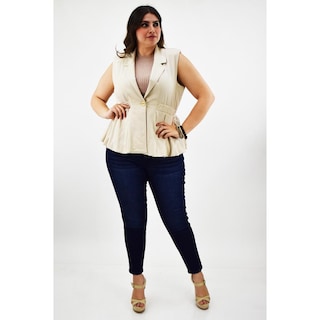 Foto 5 | Chaleco De Lino Roman Fashion /tallas Extras, 2321 (beige) Beige
