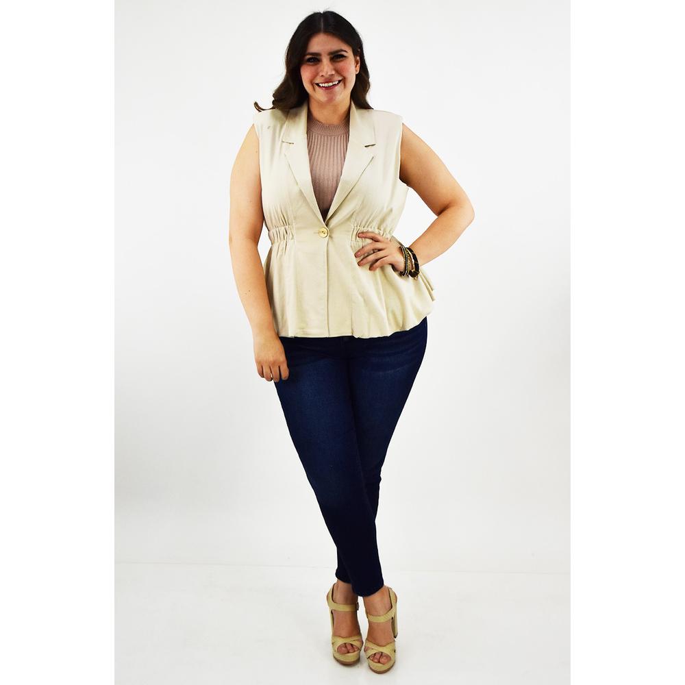 Foto 7 pulgar | Chaleco De Lino Roman Fashion /tallas Extras, 2321 (beige) Beige