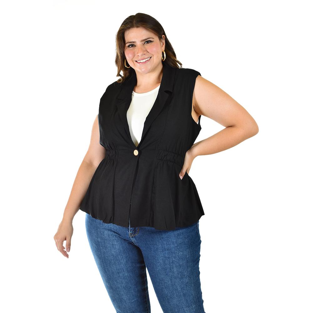 Foto 1 | Chaleco De Lino Roman Fashion /tallas Extras, 2321 (negro) Negro