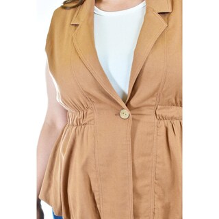 Foto 4 | Chaleco De Lino Roman Fashion /tallas Extras, 2321 (cafe) Cafe