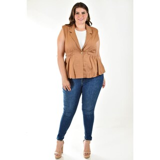 Foto 5 | Chaleco De Lino Roman Fashion /tallas Extras, 2321 (cafe) Cafe