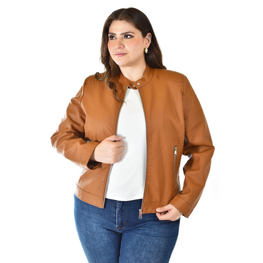 Chamarra De Piel Sintetica Roman Fashion /tallas Extras, 6859 (cafe) Cafe