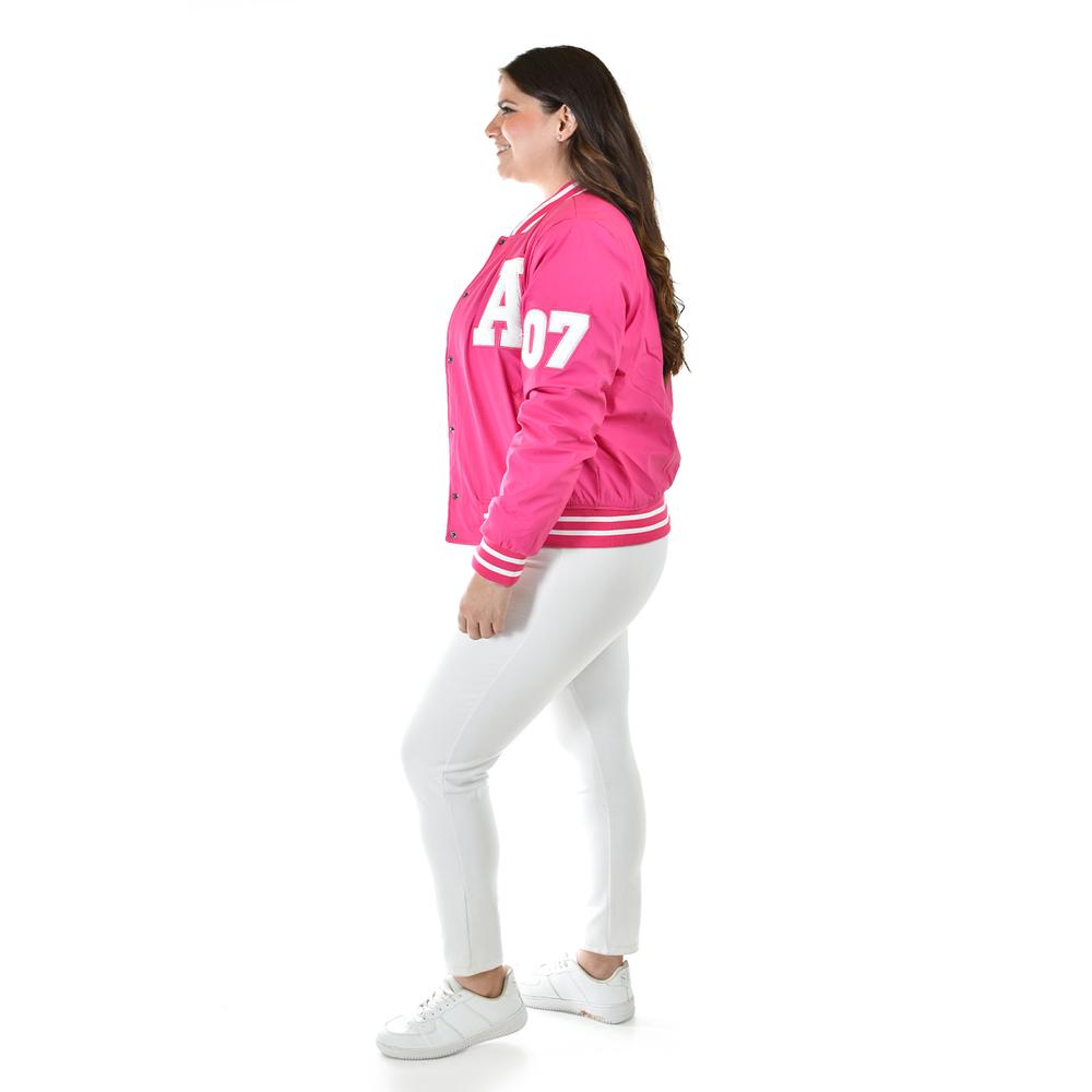 Foto 4 pulgar | Chamarra Universitaria Roman Fashion /tallas Extras, 7094 (rosa) Rosa