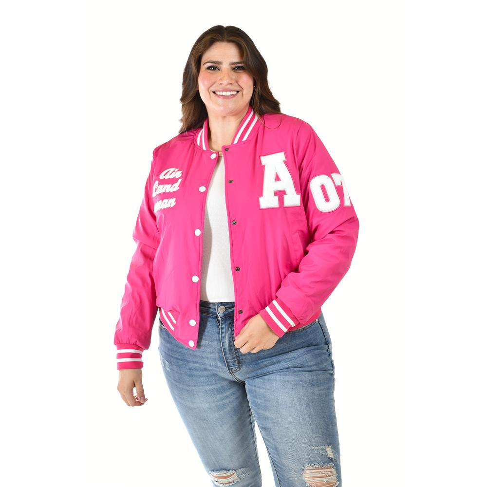 Foto 7 pulgar | Chamarra Universitaria Roman Fashion /tallas Extras, 7094 (rosa) Rosa