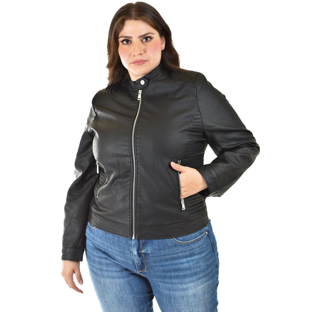 Foto 5 | Chamarra De Piel Sintetica Roman Fashion /tallas Extras, 6859 (negro) Negro
