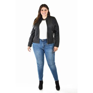 Foto 6 | Chamarra De Piel Sintetica Roman Fashion /tallas Extras, 6859 (negro) Negro