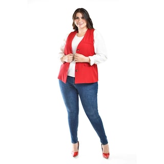 Foto 3 | Chaleco De Vestir Roman Fashion /tallas Extras, 2430 (rojo) Rojo