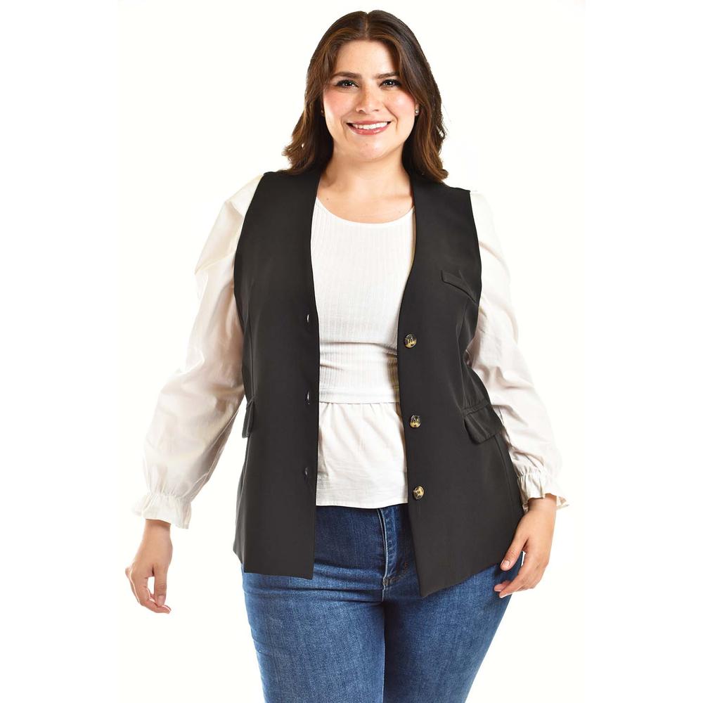 Foto 4 | Chaleco De Vestir Roman Fashion /tallas Extras, 2430 (negro) Negro