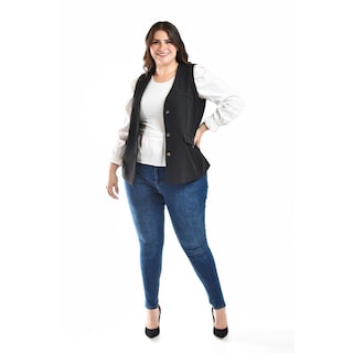 Foto 5 | Chaleco De Vestir Roman Fashion /tallas Extras, 2430 (negro) Negro