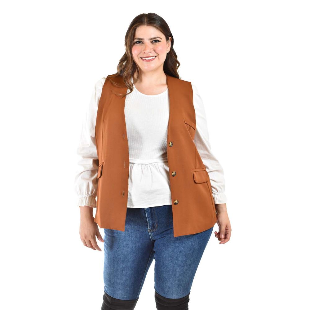 Foto 2 pulgar | Chaleco De Vestir Roman Fashion /tallas Extras, 2430 (cafe) Cafe