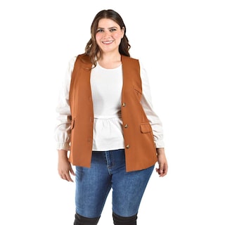 Foto 1 | Chaleco De Vestir Roman Fashion /tallas Extras, 2430 (cafe) Cafe