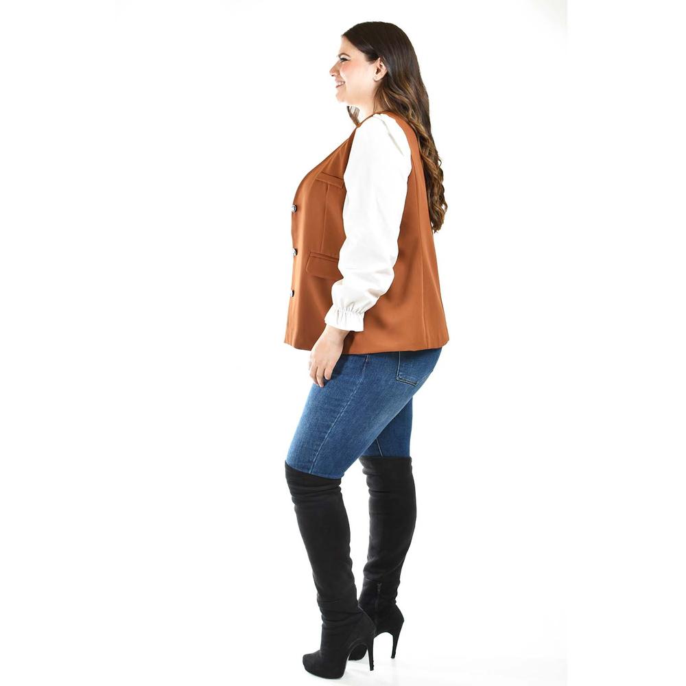 Foto 2 | Chaleco De Vestir Roman Fashion /tallas Extras, 2430 (cafe) Cafe