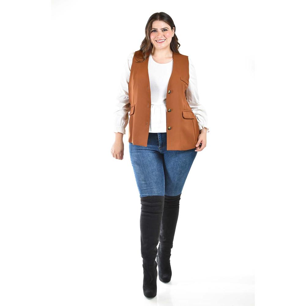 Foto 6 pulgar | Chaleco De Vestir Roman Fashion /tallas Extras, 2430 (cafe) Cafe