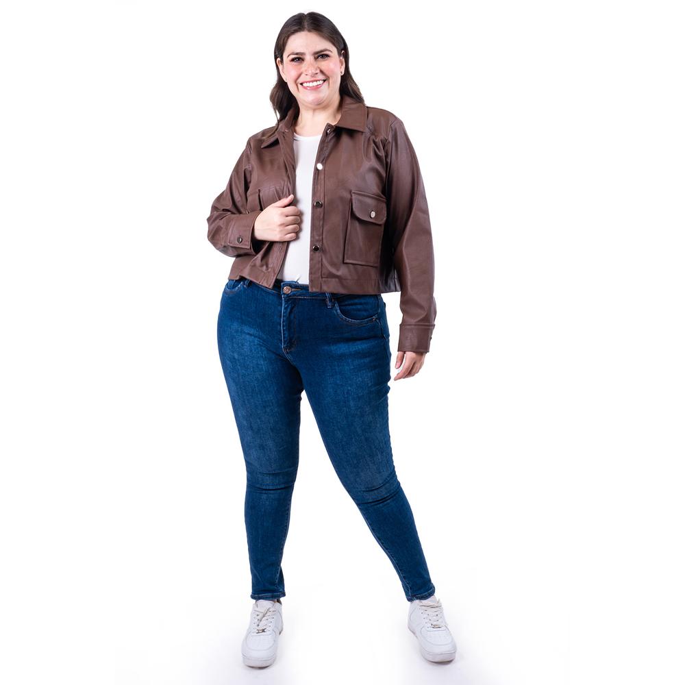 Chamarra De Piel Sintetica Roman Fashion / Tallas Extras, 115 (cafe) Cafe