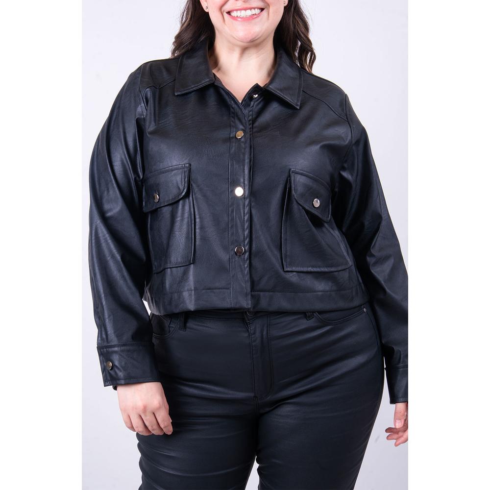 Foto 4 | Chamarra De Piel Sintetica Roman Fashion / Tallas Extras, 115 (negro) Negro