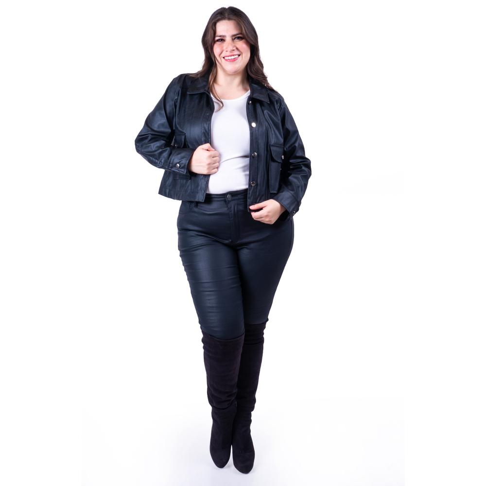 Foto 5 | Chamarra De Piel Sintetica Roman Fashion / Tallas Extras, 115 (negro) Negro