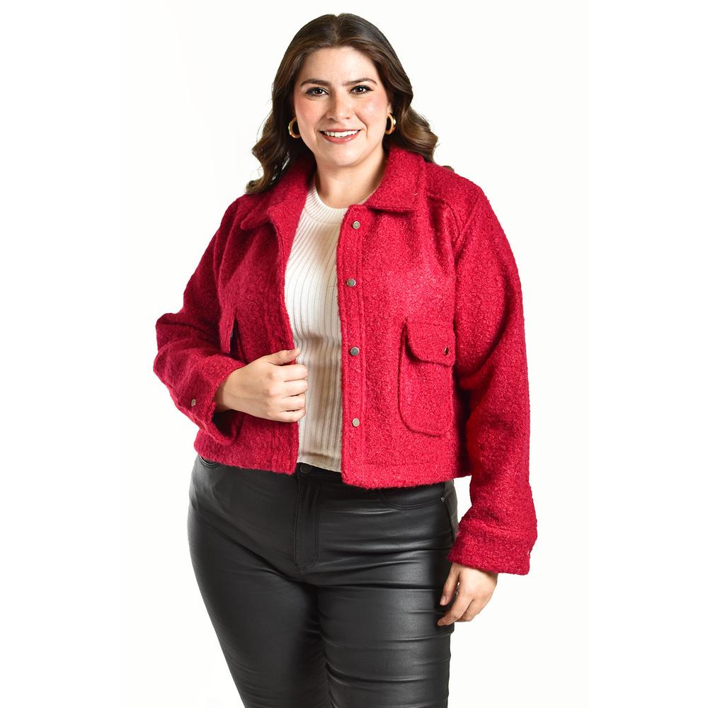 Foto 2 pulgar | Chaqueta Teddy Roman Fashion /tallas Extras, 121 (rojo) Rojo