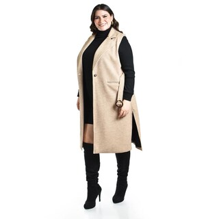 Foto 2 | Chaleco Largo Con Textura Roman Fashion /tallas Extras, 2056 (cafe) Cafe