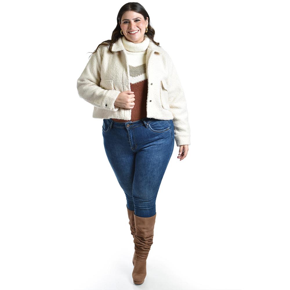 Foto 5 pulgar | Chaqueta Teddy Roman Fashion /tallas Extras, 121 (blanco) Blanco