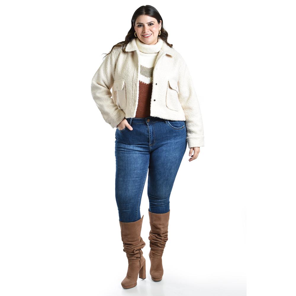 Foto 6 pulgar | Chaqueta Teddy Roman Fashion /tallas Extras, 121 (blanco) Blanco