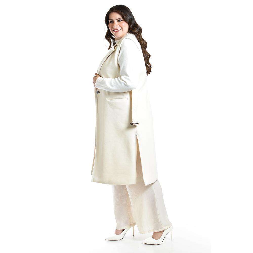 Foto 2 | Chaleco Largo Con Textura Roman Fashion /tallas Extras, 2056 (hueso) Beige