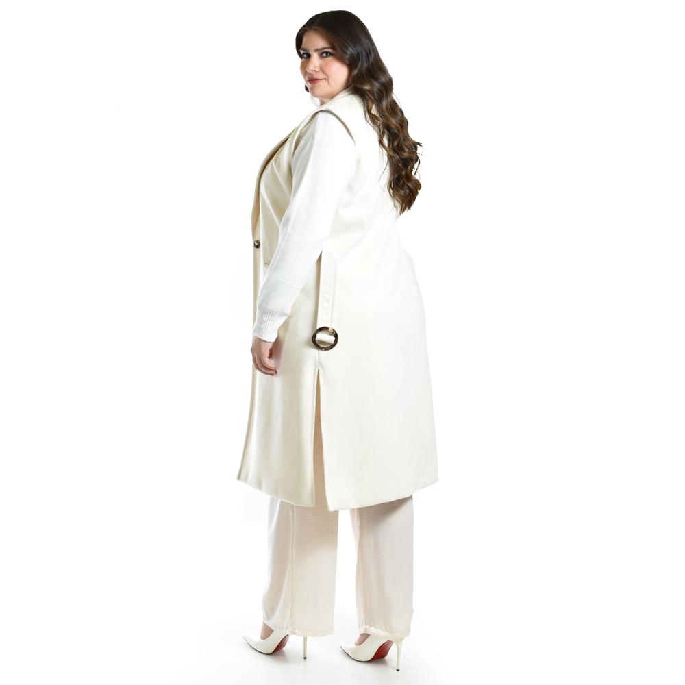 Foto 4 pulgar | Chaleco Largo Con Textura Roman Fashion /tallas Extras, 2056 (hueso) Beige