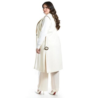 Foto 3 | Chaleco Largo Con Textura Roman Fashion /tallas Extras, 2056 (hueso) Beige