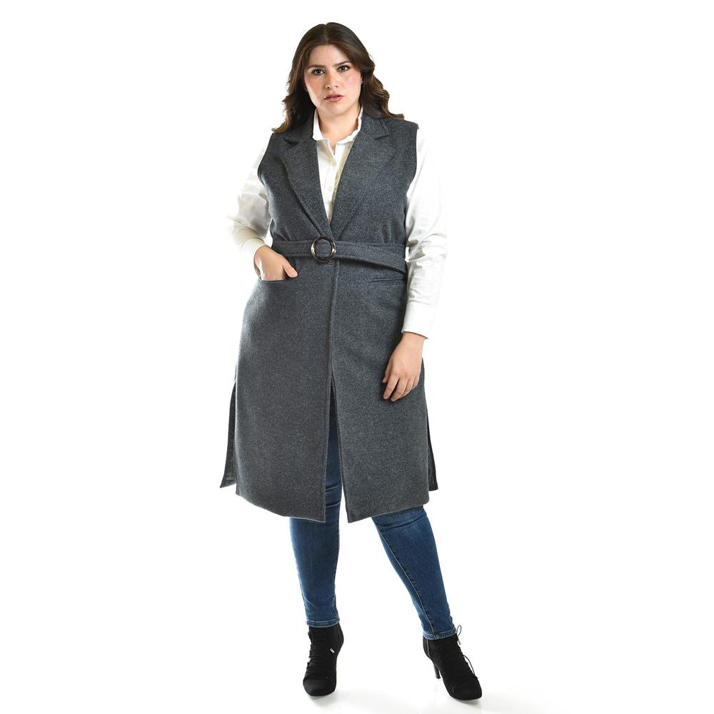 Foto 1 | Chaleco Largo Con Textura Roman Fashion /tallas Extras, 2056 (gris Obscuro) Gris Oscuro