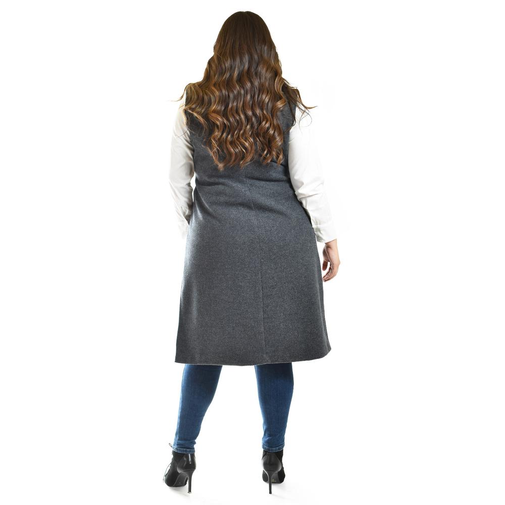 Foto 2 | Chaleco Largo Con Textura Roman Fashion /tallas Extras, 2056 (gris Obscuro) Gris Oscuro