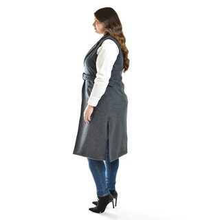 Foto 3 | Chaleco Largo Con Textura Roman Fashion /tallas Extras, 2056 (gris Obscuro) Gris Oscuro
