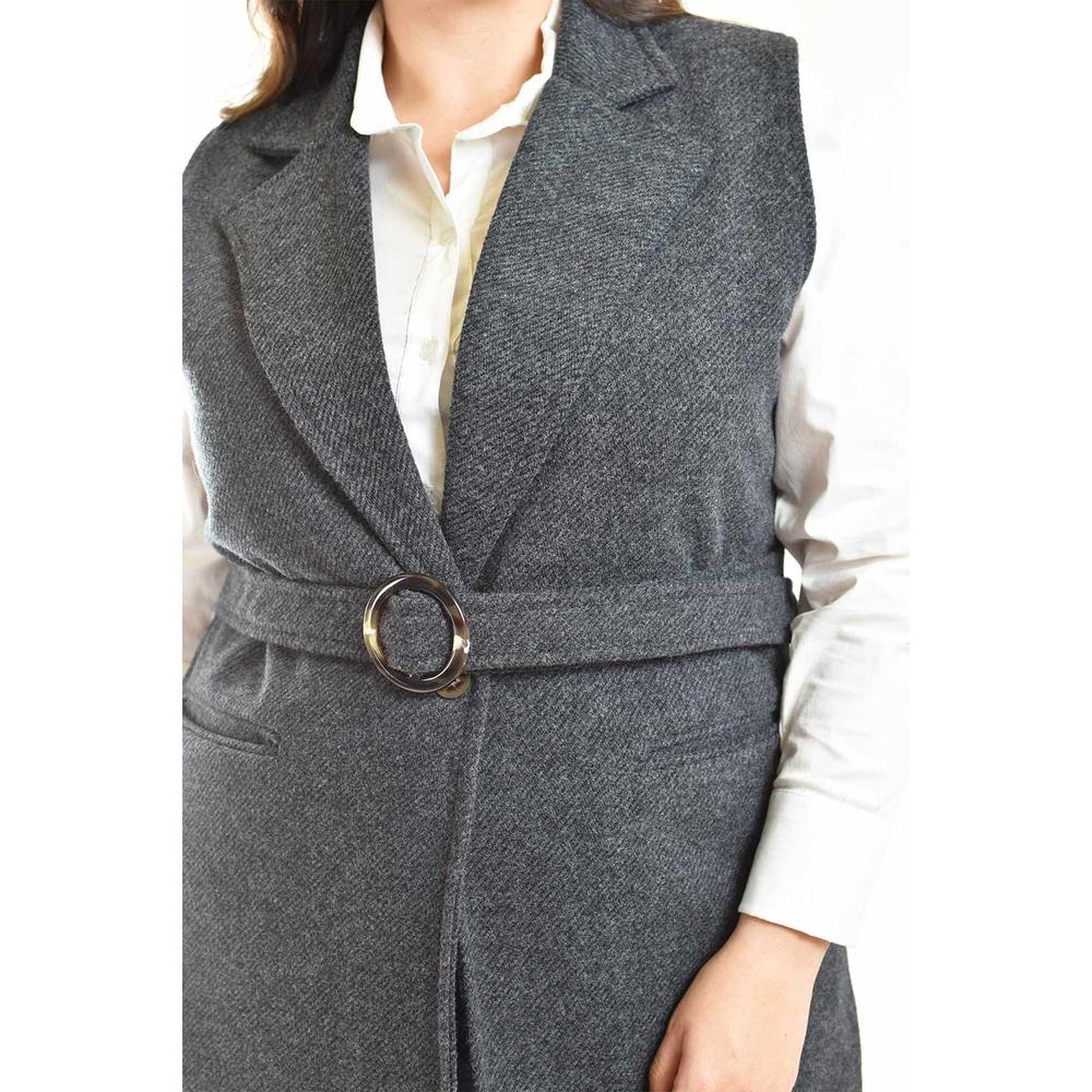 Foto 4 | Chaleco Largo Con Textura Roman Fashion /tallas Extras, 2056 (gris Obscuro) Gris Oscuro