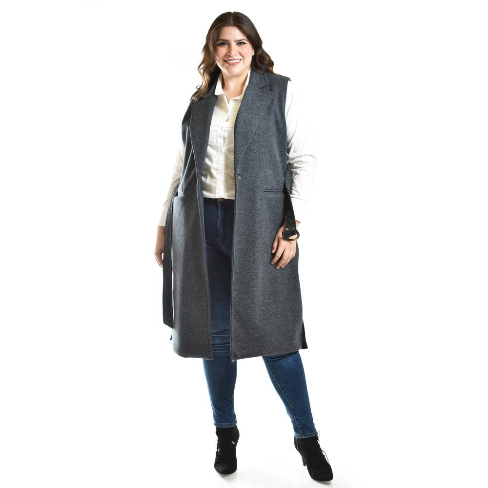 Foto 5 | Chaleco Largo Con Textura Roman Fashion /tallas Extras, 2056 (gris Obscuro) Gris Oscuro