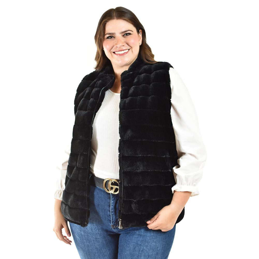 Chaleco De Pelo Sintetico Roman Fashion /tallas Extras, 3902 (negro) Negro