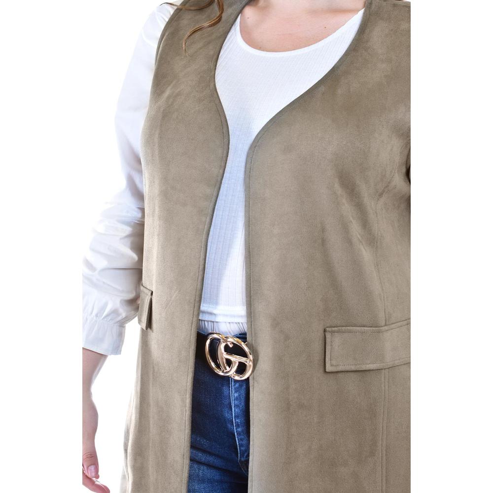 Foto 4 | Chaleco Largo Tipo Gamuza Roman Fashion /tallas Extras, 3905 (capuccino) Cafe