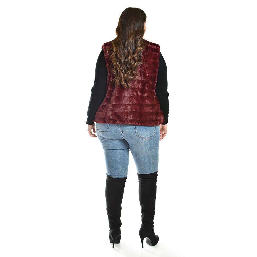 Foto 4 pulgar | Chaleco De Pelo Sintetico Roman Fashion /tallas Extras, 3902 (vino) Vino