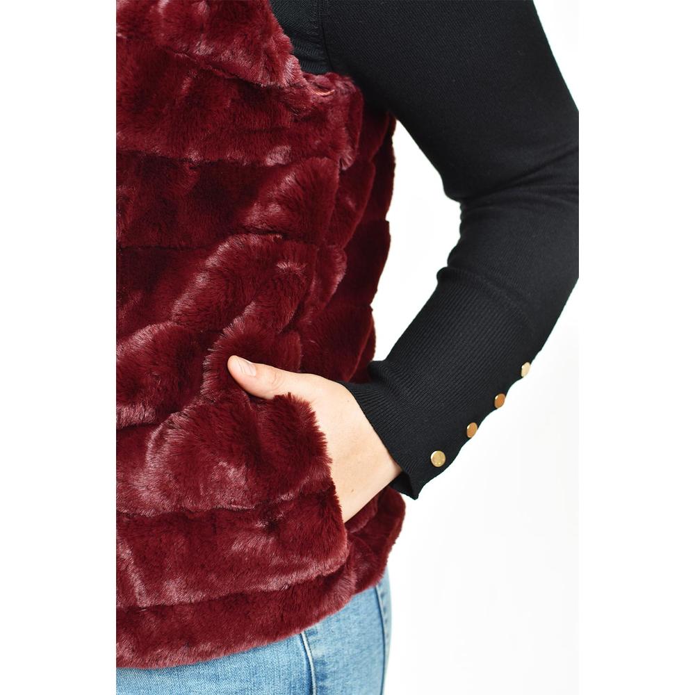 Foto 4 | Chaleco De Pelo Sintetico Roman Fashion /tallas Extras, 3902 (vino) Vino