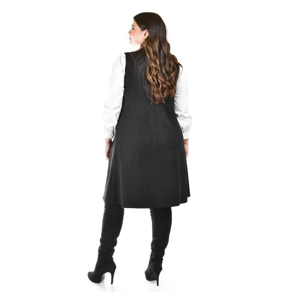 Foto 4 pulgar | Chaleco Largo Tipo Gamuza Roman Fashion /tallas Extras, 3905 (negro) Negro
