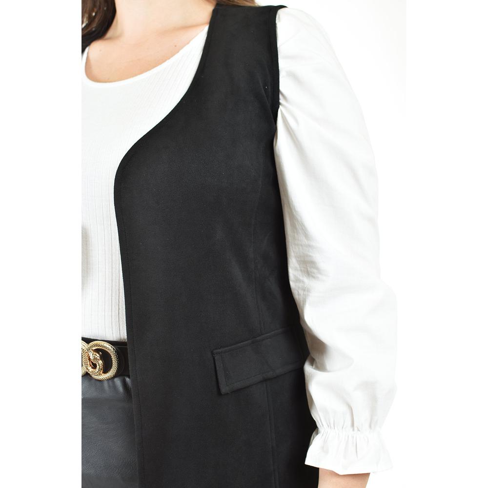 Foto 4 | Chaleco Largo Tipo Gamuza Roman Fashion /tallas Extras, 3905 (negro) Negro