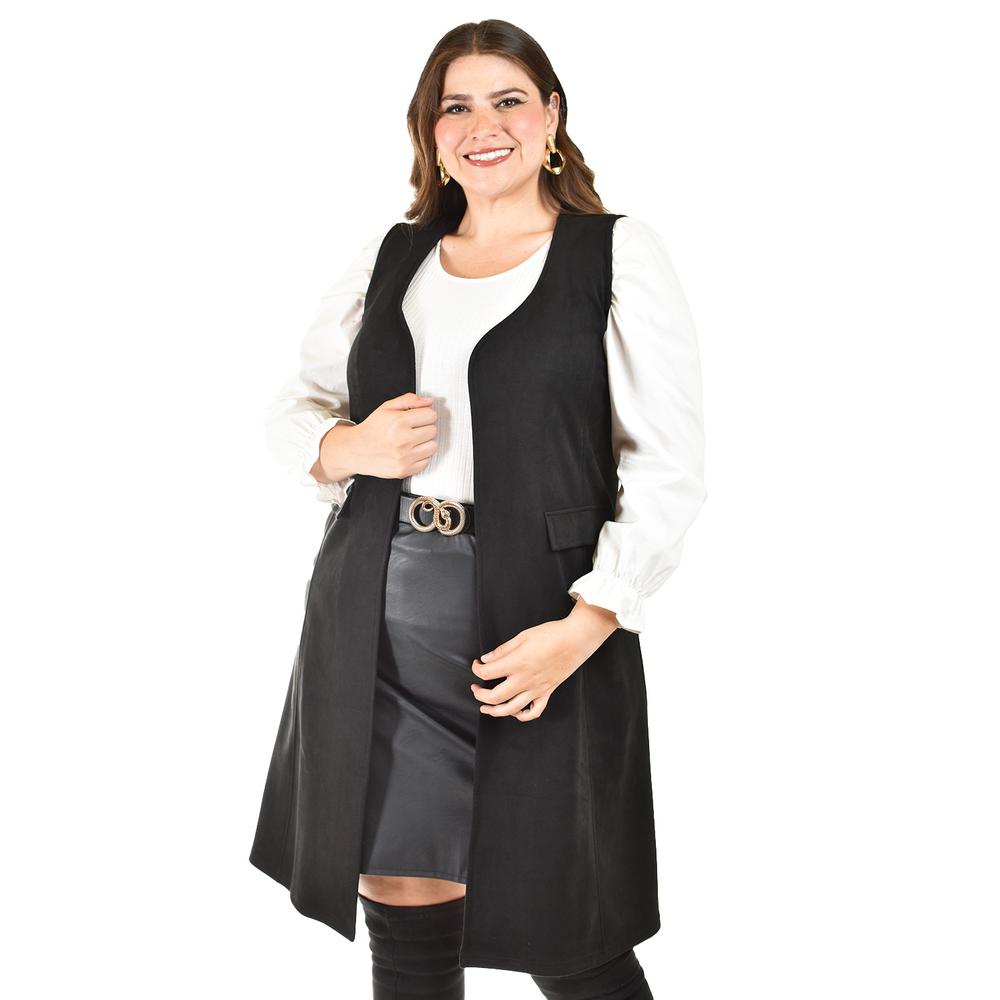 Foto 6 pulgar | Chaleco Largo Tipo Gamuza Roman Fashion /tallas Extras, 3905 (negro) Negro