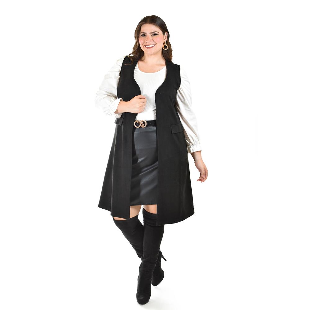 Foto 7 pulgar | Chaleco Largo Tipo Gamuza Roman Fashion /tallas Extras, 3905 (negro) Negro