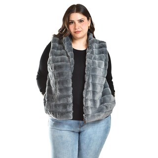 Foto 1 | Chaleco De Pelo Sintetico Roman Fashion /tallas Extras, 3902 (gris) Gris
