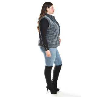 Foto 2 | Chaleco De Pelo Sintetico Roman Fashion /tallas Extras, 3902 (gris) Gris
