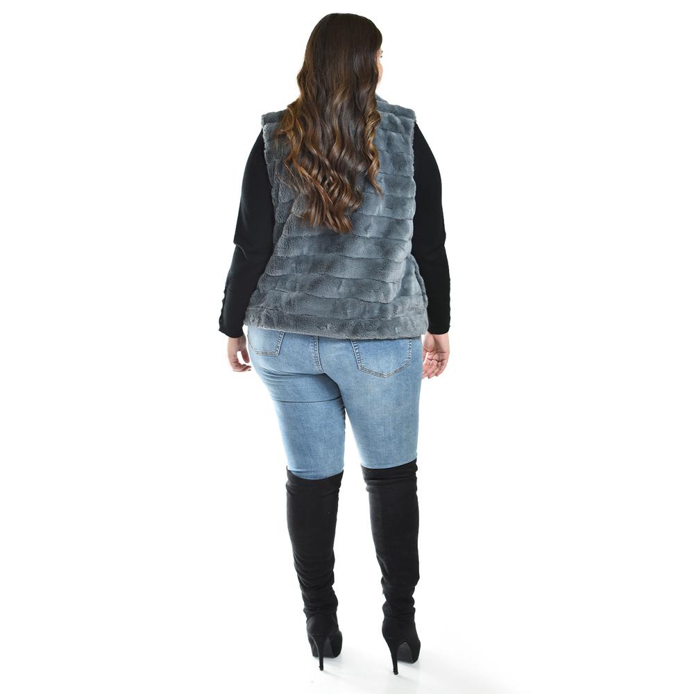 Foto 4 pulgar | Chaleco De Pelo Sintetico Roman Fashion /tallas Extras, 3902 (gris) Gris