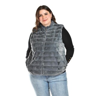 Foto 5 | Chaleco De Pelo Sintetico Roman Fashion /tallas Extras, 3902 (gris) Gris