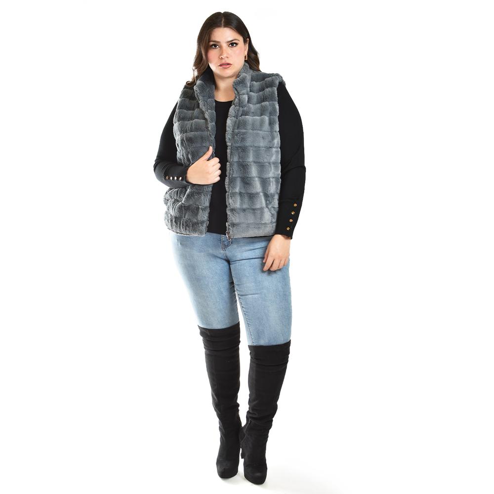 Foto 6 | Chaleco De Pelo Sintetico Roman Fashion /tallas Extras, 3902 (gris) Gris