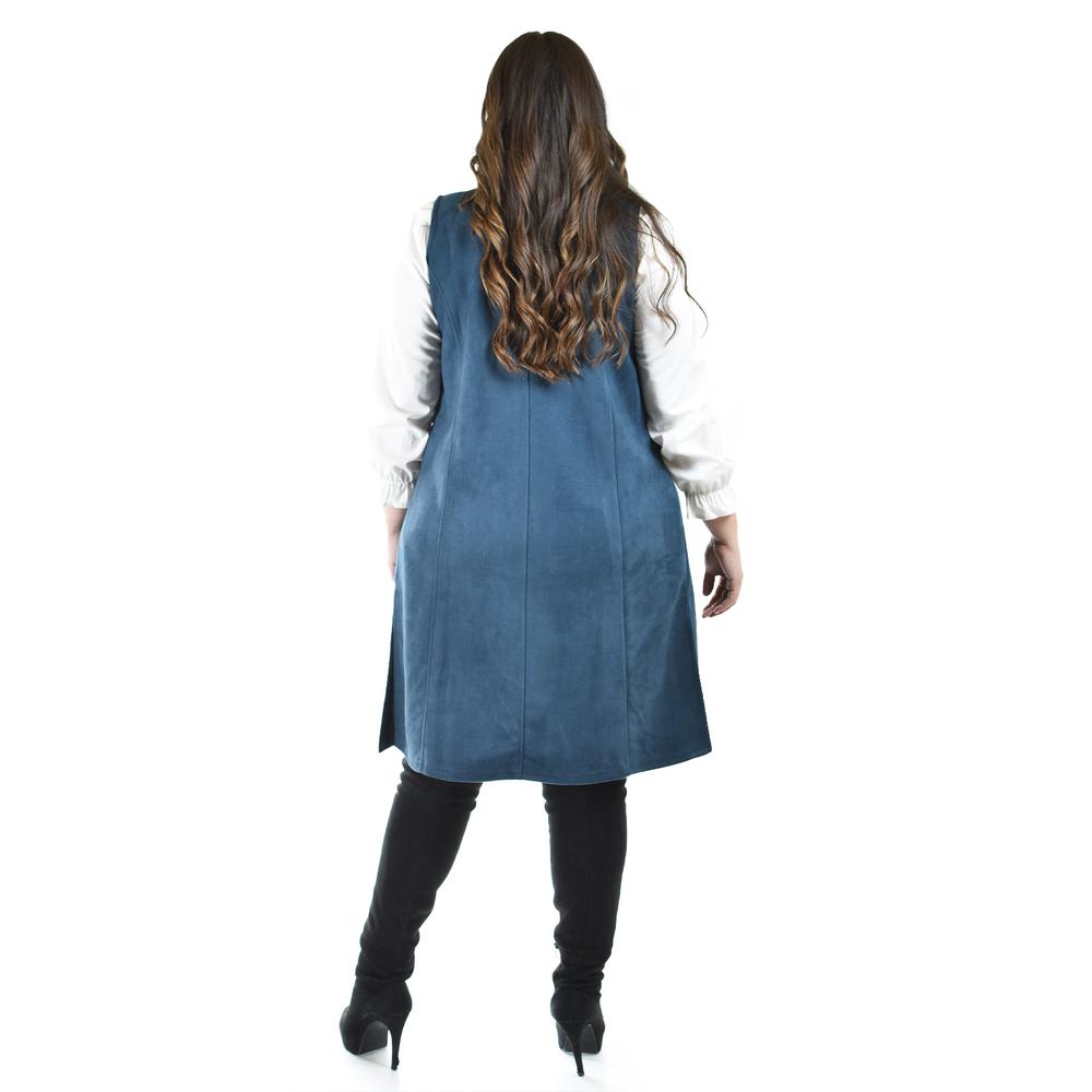Foto 4 pulgar | Chaleco Largo Tipo Gamuza Roman Fashion /tallas Extras, 3905 (azul Marino) Azul Marino