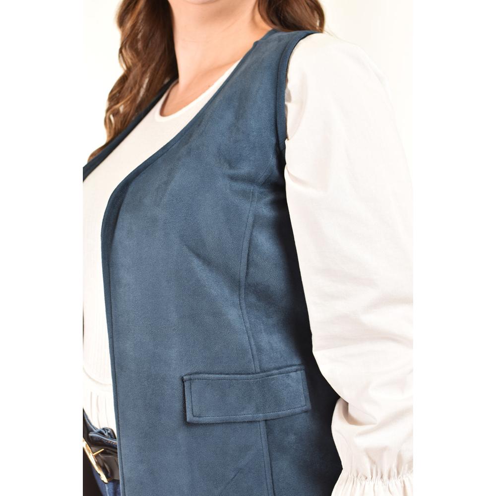 Foto 4 | Chaleco Largo Tipo Gamuza Roman Fashion /tallas Extras, 3905 (azul Marino) Azul Marino