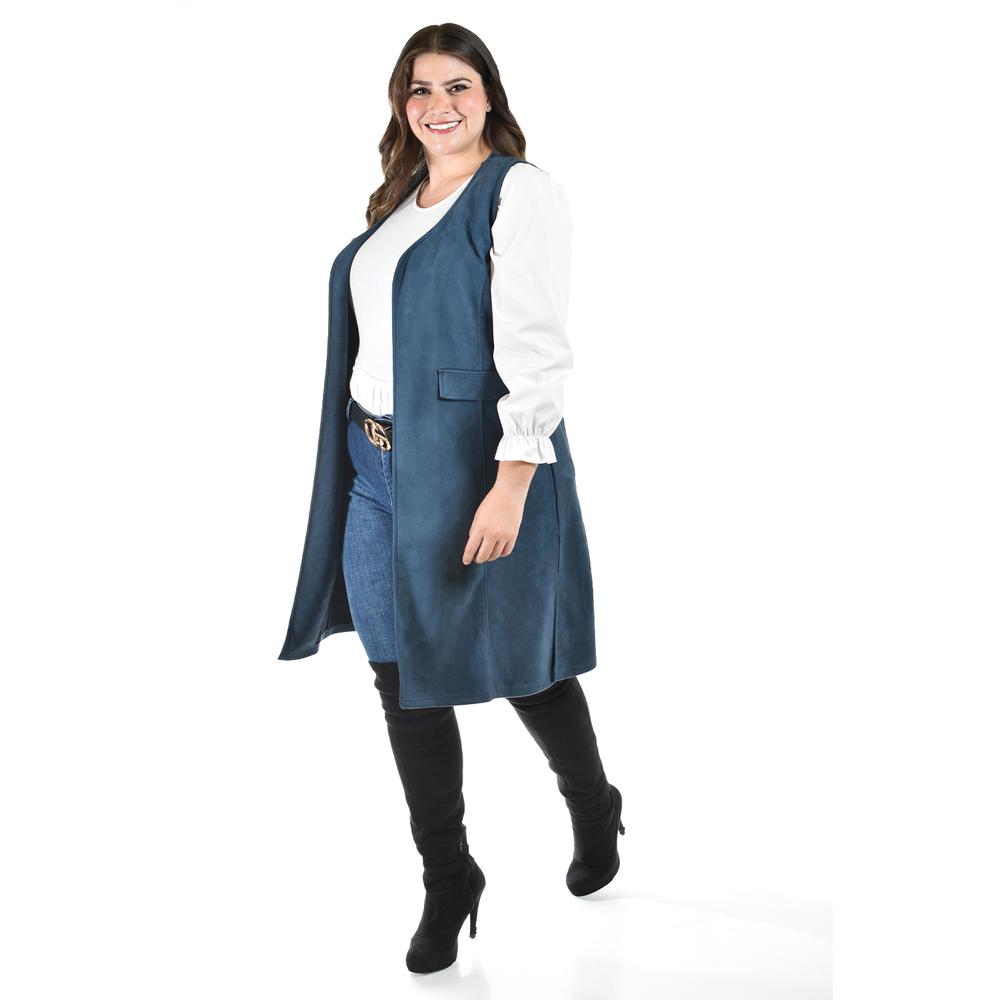 Foto 5 | Chaleco Largo Tipo Gamuza Roman Fashion /tallas Extras, 3905 (azul Marino) Azul Marino