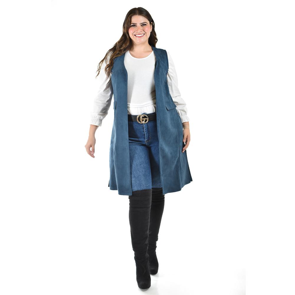 Foto 6 | Chaleco Largo Tipo Gamuza Roman Fashion /tallas Extras, 3905 (azul Marino) Azul Marino