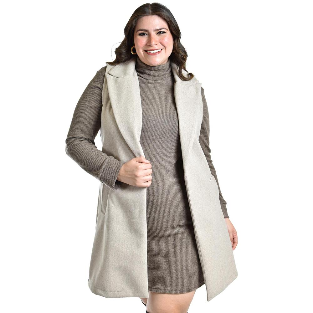 Foto 2 pulgar | Chaleco Con Solapa Roman Fashion /talla Extras, 2953 (beige) Beige